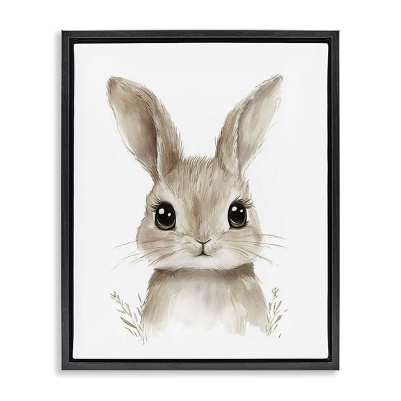 Stupell Industries Nursery Babies Bunny Black Framed Floater Canvas Wall Art, design by Ramona Murdock