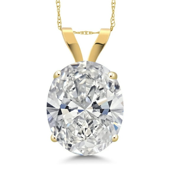 Gem Stone King 3.00 Cttw Oval 14K Yellow Gold IGI Certified Lab Grown Diamond Pendant Necklace | F-G Color VS Clarity | Gold Necklace for Women | With 18 inch Gold Chain