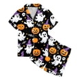 thumbnail image 5 of Leey-World Halloween Pajamas Toddler Kids Little Girls Halloween Satin Pajamas Pumpkin Short Sleeve Button Down Sleepwear Pjs Set Pjs for Girls 2T 3T 4T 5T 6T 7T 8T, 5 of 5