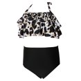thumbnail image 2 of Girls Swimsuits Set Nylon Leopard Print High Waisted Bathing Suit Kids Bikini, 2 of 10