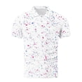 thumbnail image 4 of Men's Short Sleeve Tees Lapel Button Down Print Pullover Tops Summer Casual Stylish T Shirts Slim Fit (L, White), 4 of 5