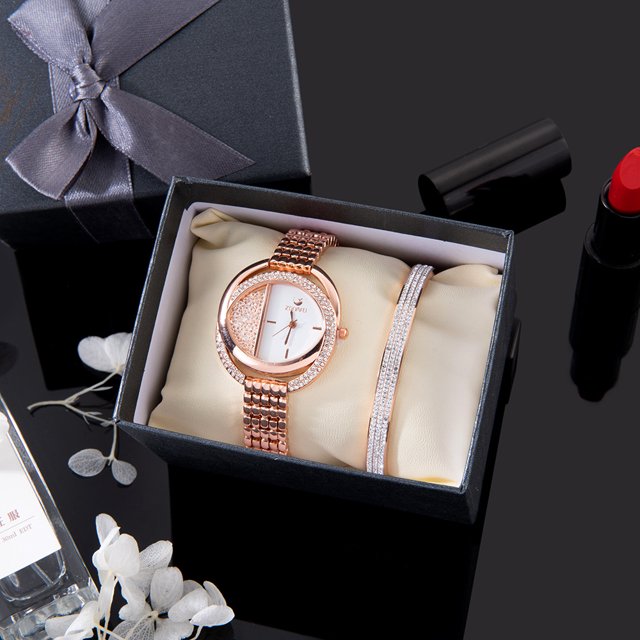 Reloj de cuarzo con esfera ovalada y temperamento a la moda, conjunto de pulsera de acero de titanio, estilo empresarial femenino