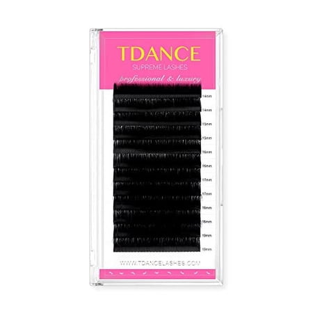TDANCE Premium D Curl 0.18mm Thickness Semi Permanent Individual Eyelash Extensions Silk Classic Lashes Professional Salon Use Mixed 10-17mm Length In One Tray (D-0.18,10-17mm)