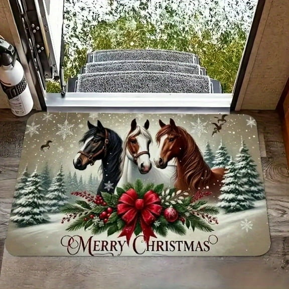 Horse Door Mat Non-Slip Machine Washable Area Rug Rectangular Carpet for Home Living Room Entrance Holiday r Rug