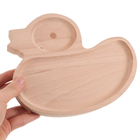 Hemobllo Light Brown Wooden Duck Shaped Snack Tray Cute Animal Serving Platter for Fruits Use 15.5 x 10.5