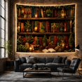thumbnail image 6 of Densely Packed Wooden with Bookshelf Filled Variety Books, Mystical Fantasy for Space Lovers, Galaxy Room Decor, Christmas Gift, Tapestry Wall Hanging for Bedroom and Dorm, 6 of 7