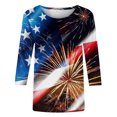 thumbnail image 4 of Teissuly Women's Fashion Printed T-shirt Mid-length 3/4 Sleeves Blouse Round Neck Casual Tops, 4 of 5