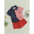 thumbnail image 3 of jaweiwi Toddler Kids Boys 4th of July Outfits, 12M 24M 2T 3T 4T 5T 6T Short Sleeve Stars and Stripes Print Shirt + Shorts Clothes Set, 3 of 8