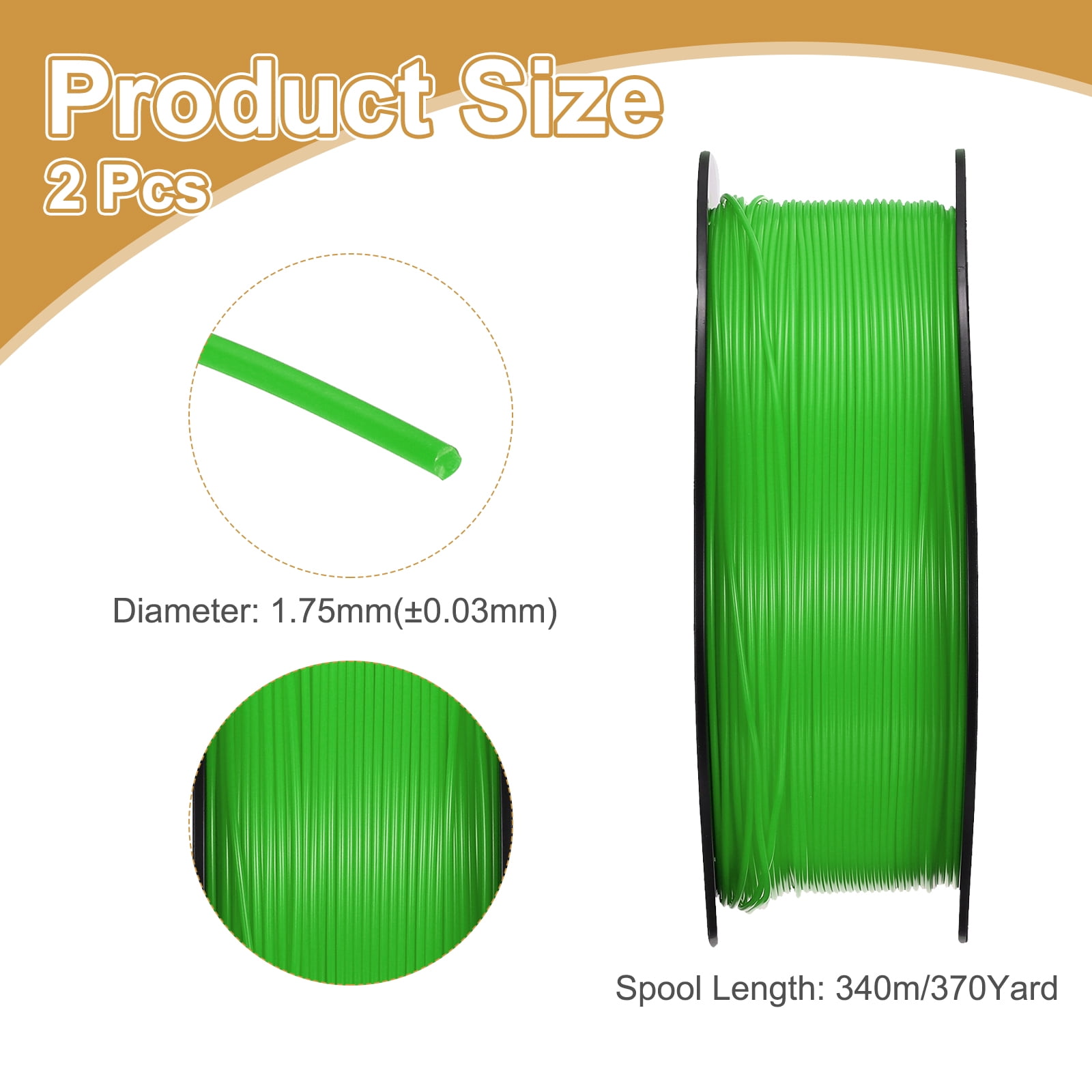 PETG 3D Printer Filament, 1.75mm 1KG High Precision Moistureproof Toughness Glossy Filament Green