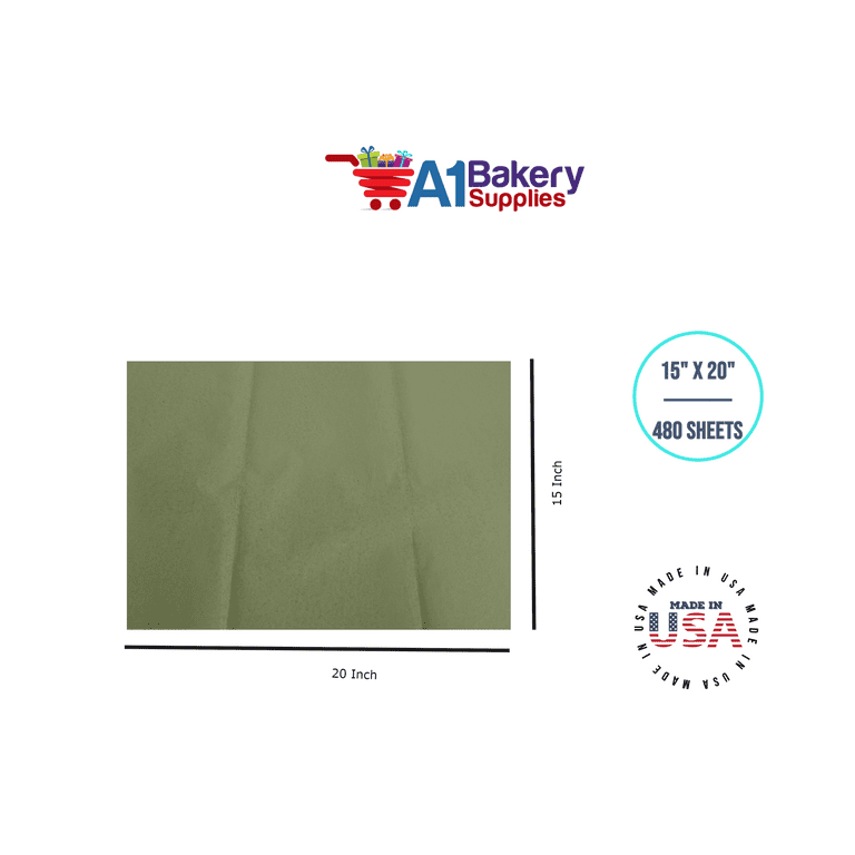Sage Tissue Paper Squares, Bulk 480 Sheets, A1 Bakery Supplies, Made In USA  Large 15 Inch x 20 Inch 