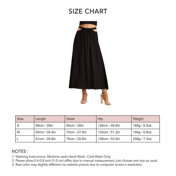 Women Elastic High Waist Skirt Cut Out Waist Ankle Length Elegant Casual A Line Retro Pleated Midi Maxi Skirt