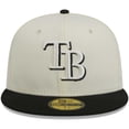 thumbnail image 2 of Men's New Era Stone/Black Tampa Bay Rays Chrome 59FIFTY Fitted Hat, 2 of 5