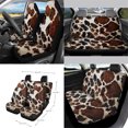 thumbnail image 2 of Yuyamidu Brown Cow Print Car Seat Cover 15 PCS Auto Front Back Seat Cover Steering Wheel Cover Seat Belt Pads Trash Bin Mount Phone Holder Rearview Mirror Cover Cup Holder Keychains Wristlet Strap, 2 of 7