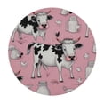 thumbnail image 2 of JEUXUS  Pink Cow Round Fitted Tablecloth Round Table Cover Wipeable Waterproof Table Cloth for Kitchen Dining Table Picnic Party Elastic Fitted Round Tablecloth, 2 of 7