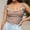 Khaki, variant on Gingham Lace Trim Tank Top for All Seasons Featuring Square Neck and Spaghetti Straps Versatile Cropped Style for Everyday and Going Out Blue S