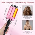 thumbnail image 5 of MINKUROW 3 Barrel Curling Iron Hair Crimper-25mm Ceramic Tourmaline Hair Iron Wand with Dual Voltage,Fast Temperature Adjustment, 5 of 7