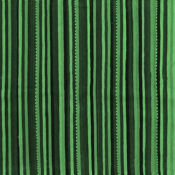 Ahgly Company Indoor Square Abstract Emerald Green Contemporary Area Rugs, 3' Square