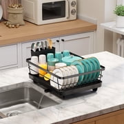 Sakugi Dish Drying Rack, Compact Dish Racks for Kitchen Counter, 15L x 12W x 5H , Black