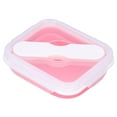thumbnail image 1 of Lunch Box,, Foldable Thermal Lunch Box, Silicone 600 ML Leakproof Portable  For School For Office Pink 600ML, 1 of 8