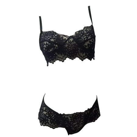 Upioiwer Lencerias Atrevidas Black Lingerie Set For Women Women Lingerie Sexy Lace Crochet Cutout Embroidery Bra And High Waist Panty Set Push Up Two Piece Sets Corset Black Lingerie Lingerie Dress