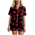 thumbnail image 7 of vigerkar Womens Pajamas Set Short Sleeve Pjs Sets 2 Piece Sleepwear Sets Button Down Shirt with Lounge Shorts Set (Black, L), 7 of 7