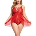 thumbnail image 4 of Avidlove Mesh Nightgown For Women Plus Size Bbaydoll Sexy Lingerie Nightgown Lace Chemise (Red 5XL), 4 of 5