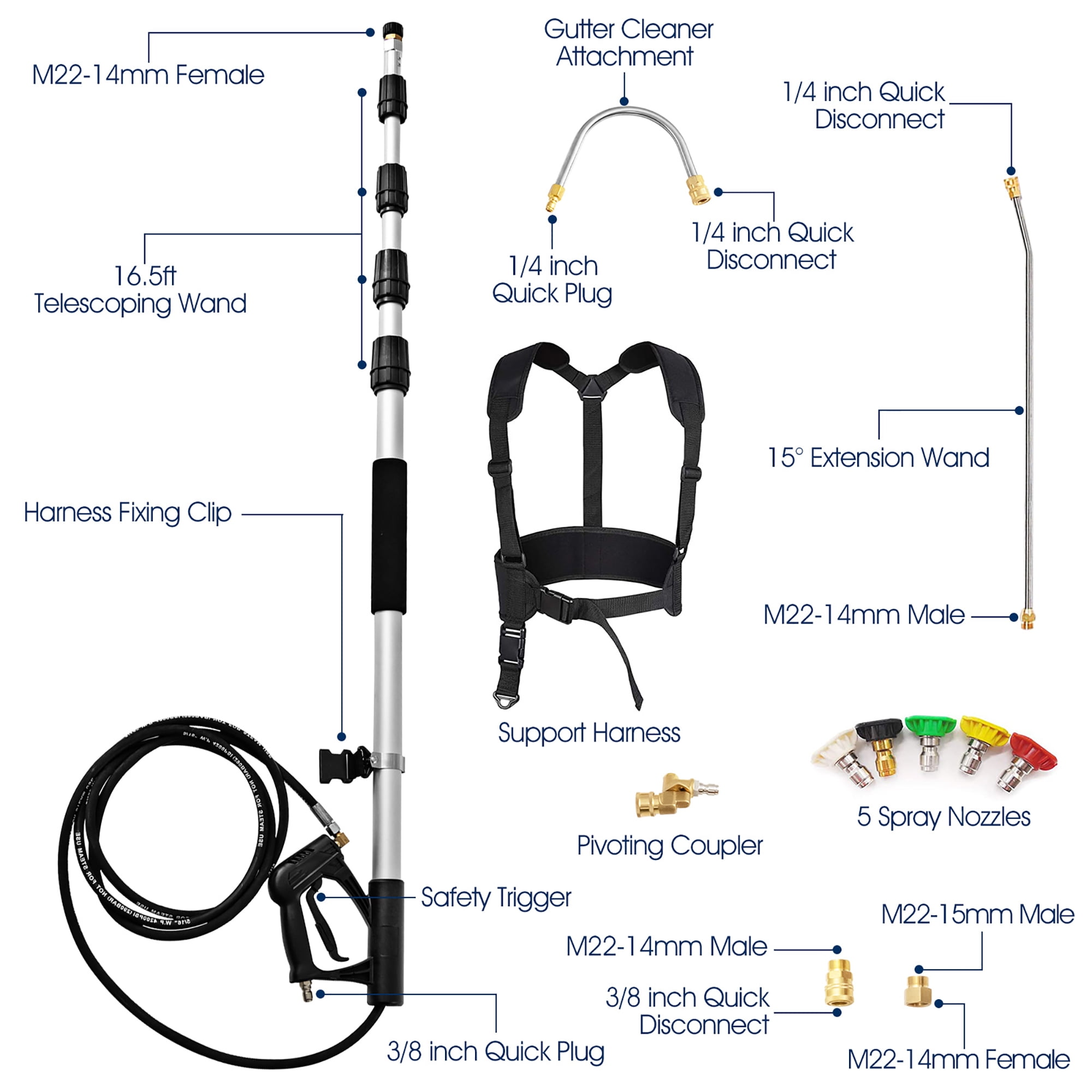 ナビアスストアー送料無料 jOYjOB Pressure Wand Nozzle Brush 18FT Tip with Attachment