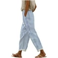 thumbnail image 2 of Dasayo Pants for Women Chinos Loose Light Blue Cotton Slacks Casual Comfy Striped Trousers Sweat Pants for Womens L, 2 of 6
