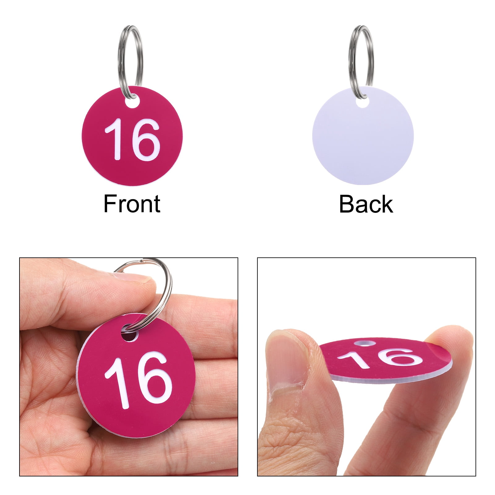 Unique Bargains 30Pcs Durable Round Number Key Tags Rose