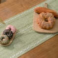 thumbnail image 4 of Tapete de mesa Wracra Rustic con dobladillo de lino, 120 x 30 cm, color verde salvia, 4 of 7