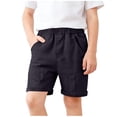 thumbnail image 2 of Boys Stretch Cotton Twill Cargo Shorts, Lightweight Pull On School Uniform Shorts with Full Elastic Waistband for Kids Years 2-8 Navy, 2 of 8