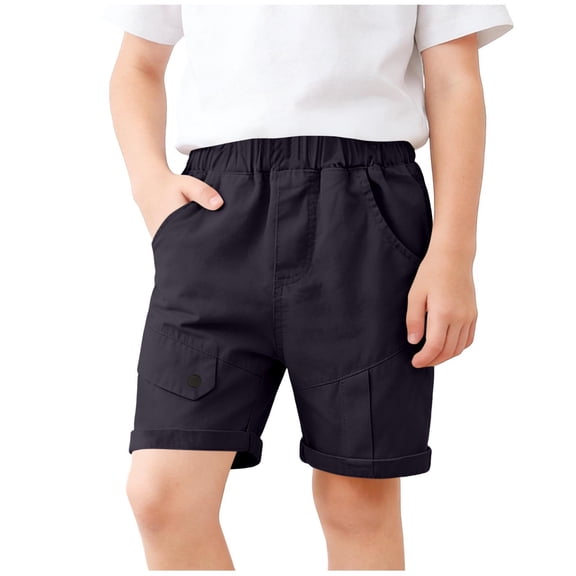 ZACPNCV Boys Cargo Shorts Cotton Loose Fit Casual School Uniform Athletic Basketball Bermuda Shorts Summer Twill Short with Pockets