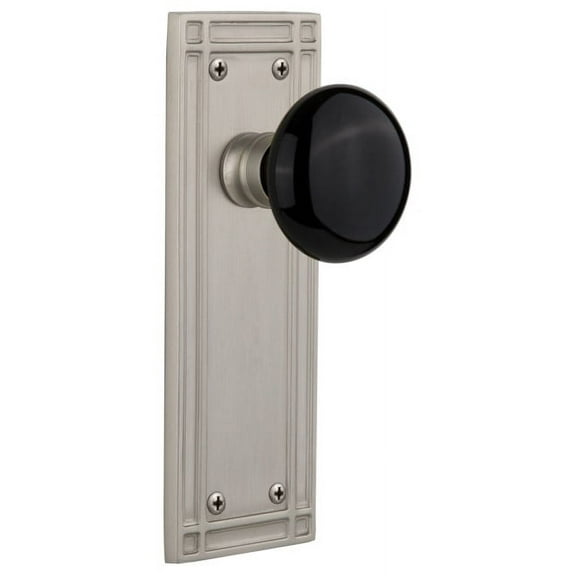 Nostalgic Warehouse Misblk_Prv_238_Nk Vintage Black Porcelain Privacy Door Knob Set -