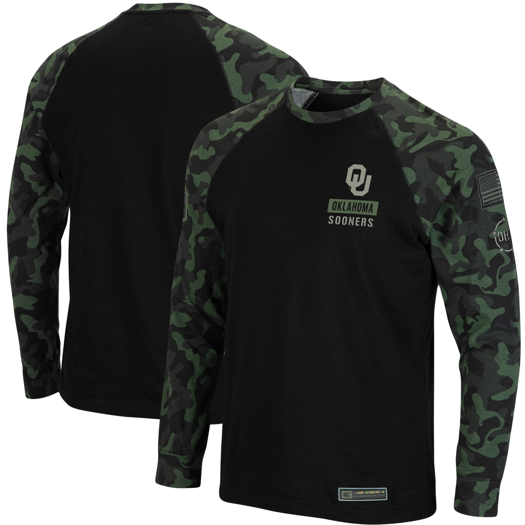 Oklahoma Sooners Colosseum Oht Military Appreciation Camo Raglan Long Sleeve T Shirt Black Walmart Com Walmart Com