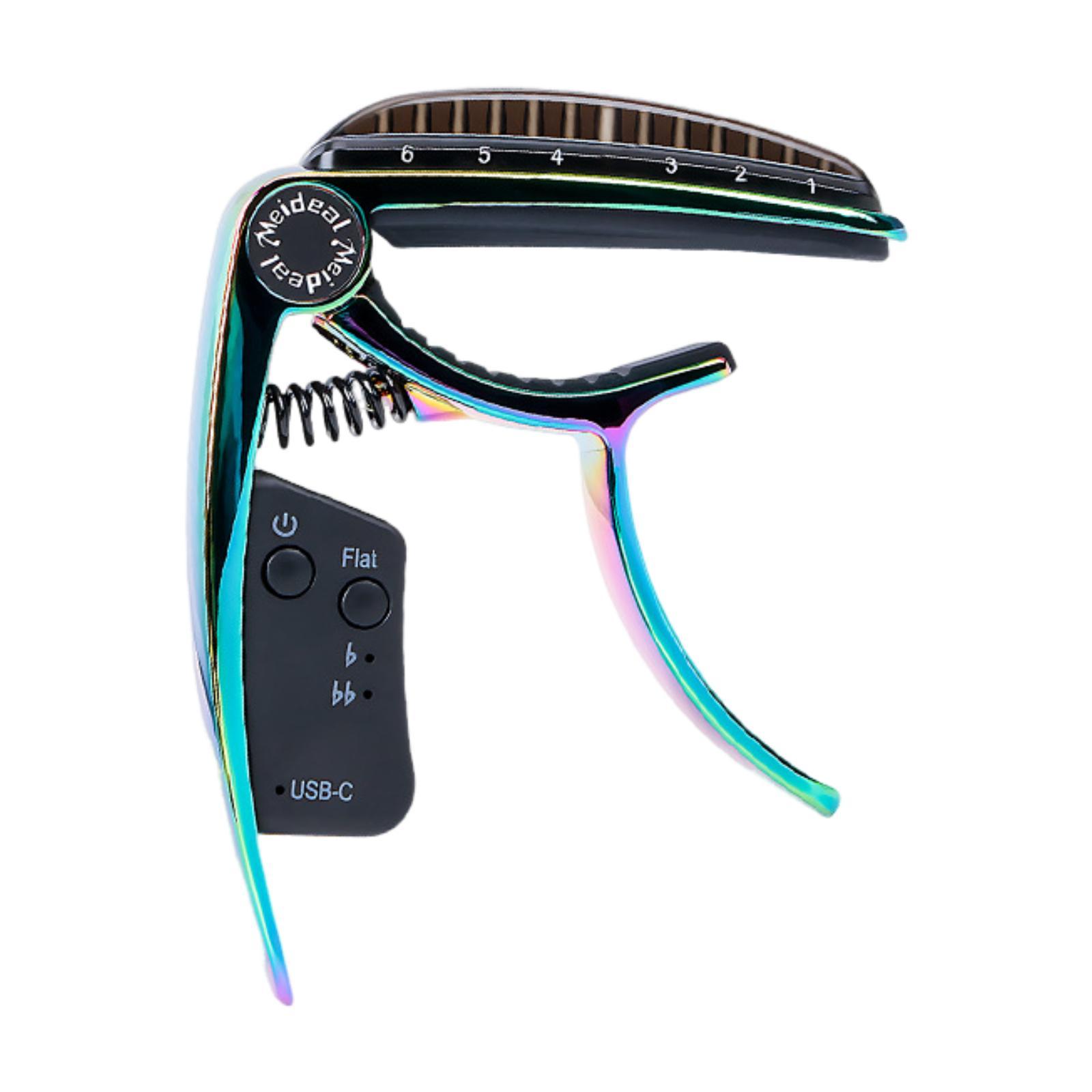 LeeQinersw Electric Guitar Capo Rechargeable Guitar Clip Tuning Clamp for Ukulele Classical Colorful