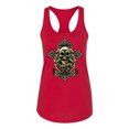 thumbnail image 2 of Wild Bobby, Brotherhood Biker Motorcycles Cross and Skull Pop Culture Ladies Racerback Tank Top, Red, Small, 2 of 3