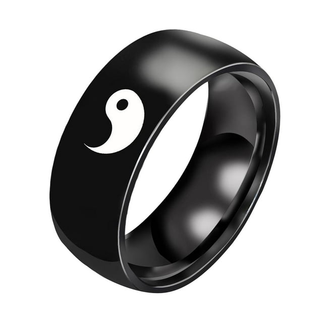 TIMIFIS Rings For Women 8mm Gossip Yin And Yang Fish Stainless Steel Ring Does Not Fade6-13 Valentine'S Day Gift