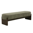 thumbnail image 3 of Christopher Knight Home Loop Yarn Rectangle Ottoman Bench with Brown Wooden Legs and Dark Green Upholstered, 3 of 9