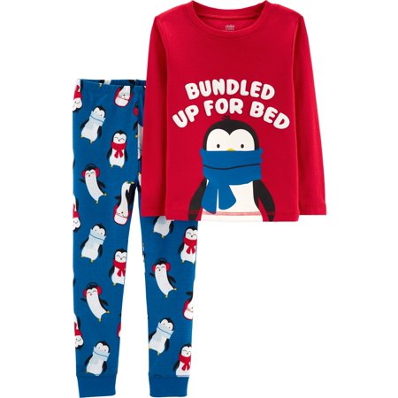 Christmas Penguin Long Sleeve Cotton Tight Fit Pajamas, 2-piece Set (Baby Boys & Toddler Boys)