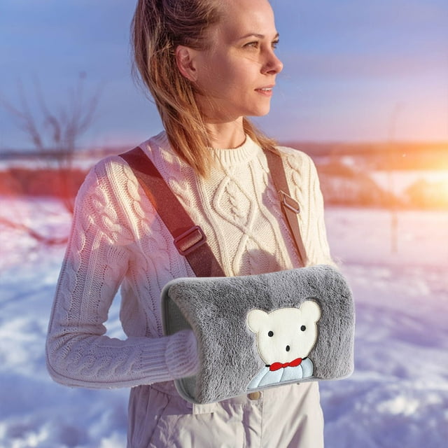 ICQOVD Cute Plush Rechargeable Electric Hot Water Bag Winter Hand Warmer Portable Hot Water Bag Warmer Bags for Neck and Shoulder Pain Arthritis Headache Relief
