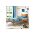 thumbnail image 4 of Camaflexi Mid Century Platform Bed Wood Panel Bed Frame with Headboard, Twin, Castanho, 4 of 9