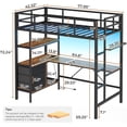 thumbnail image 3 of Twin Metal Loft Bed Frame with L-Shaped Desk&LED Lights&Charging Station, Black LED Loft Bed with 3 Storage Shelves&Drawers, Safety Guard & Stairs, 3 of 10
