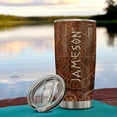 thumbnail image 4 of Personalized Wolf Tumbler Wood Drawing Style Viking Celtic Tumblers Stainless Steel 20oz 30oz Insulated Travel Coffee Mug Gifts for Men Women Wolves Lovers Birthday Christmas Presents, 4 of 7