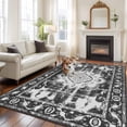 thumbnail image 3 of Rectangle Area Rug 6x9ft,Traditional Abstract Ethnic Floral Washable Carpet Non-Slip Runner Accent Rugs Indoor Floor Mat for Bedroom Living Room Decor,Tribal Retro Black Gray, 3 of 9