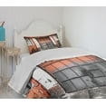 thumbnail image 4 of Ambesonne Industrial Quilted Bedspread Set 2 Pcs, Old Door Entrance Scene, Twin Size, Orange White and Grey, 4 of 6