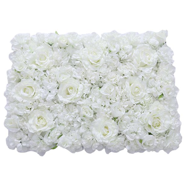 Qarigey Paneles de plantas de flores artificiales Decoración de boda de pared de fondo Ropa, zapatos y accesorios Miscelánea Blanco