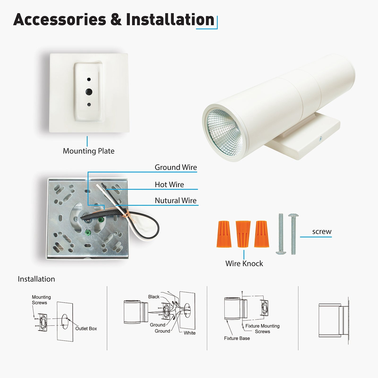 MW Lighting 12" Up & Down LED Cylinder Light Fixture, White Finish