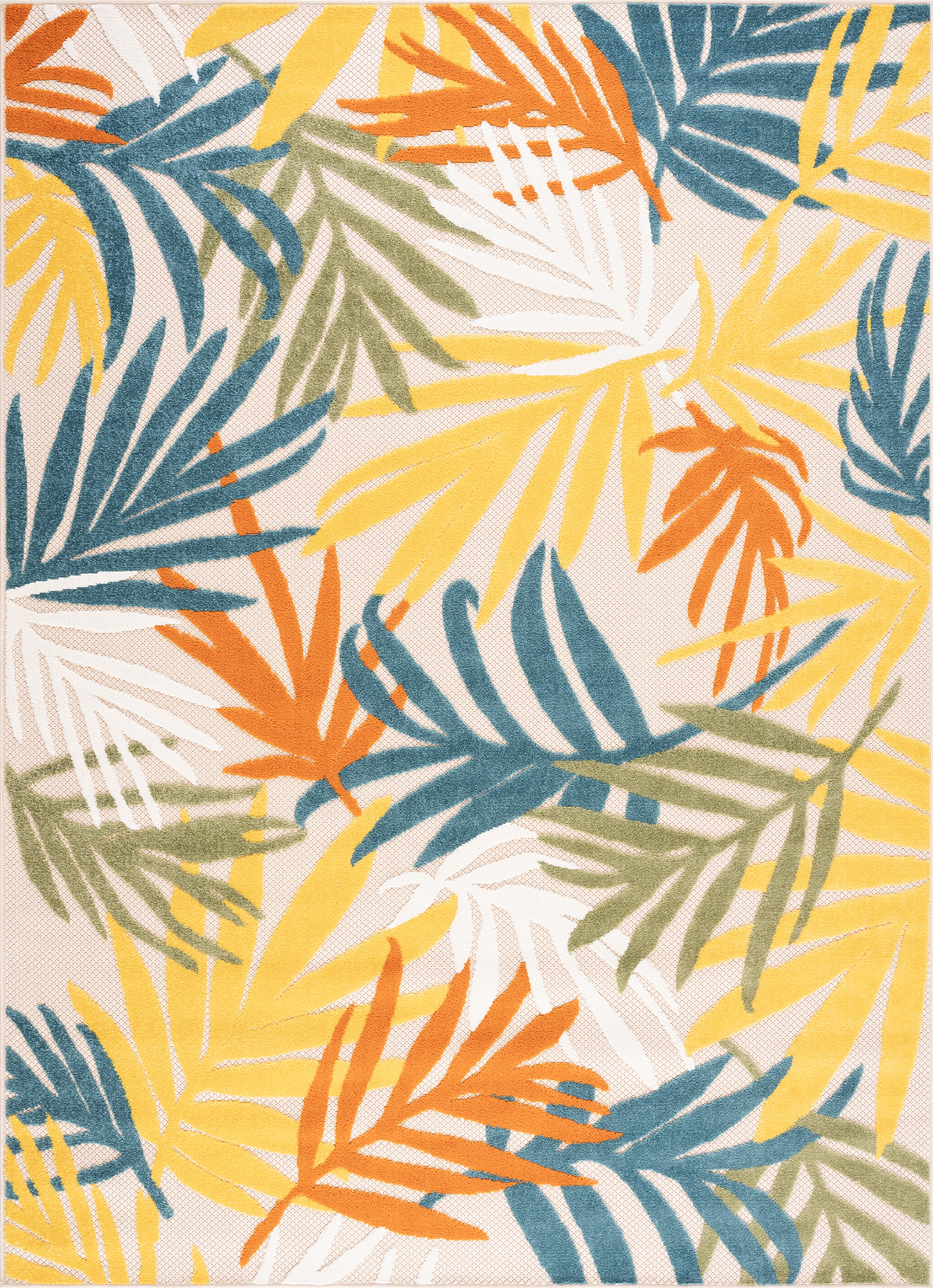 Oasis Modern Floral Gold Polypropylene Indoor Outdoor Area Rug, 5'x7' Rectangle