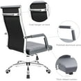 thumbnail image 3 of SEEKOL Ribbed Office Desk Mid Back Computer Chair Height Adjustable Conference Executive Task Swivel PU Leather Grey, 3 of 8