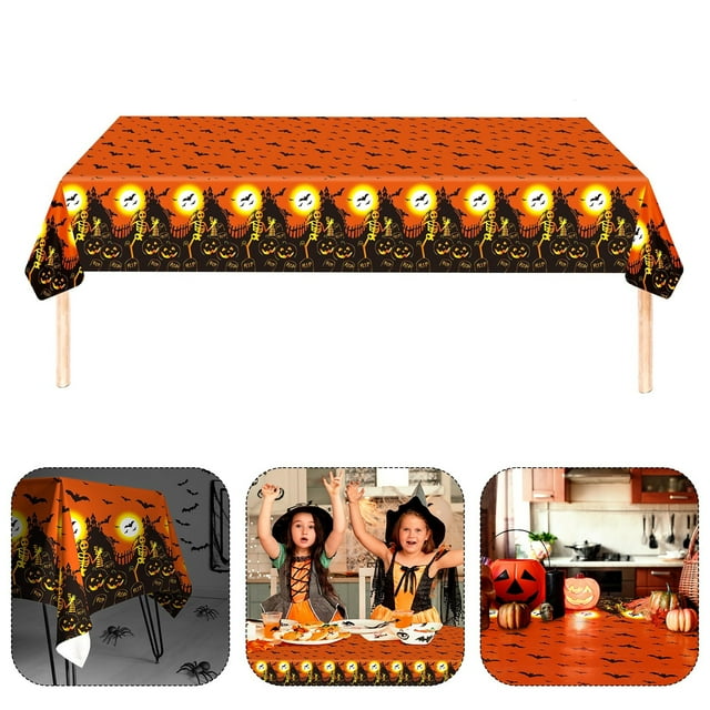 Riforla Halloween Orange Tablecloth Large 54x72 Inch Happy Tablecloth for Party Decorations | Tablecloth for Table Decorations Table Cloth Orange 40x19x0.5
